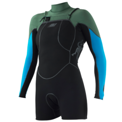 RB1 SPRING SUIT 2mm MANGA COMPRIDA - CHEST-ZIPPPER - PRETO/TURQUESA woman