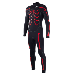 RB1 RUBBER BONE 3/2 - MANGA COMPRIDA - CHEST-ZIPPER - PRETO/VERMELHO Junior